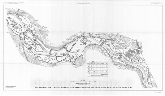 Map : Distribution of radionuclides in bottom sediments of the Columbia River estuary, 1973 Cartography Wall Art :