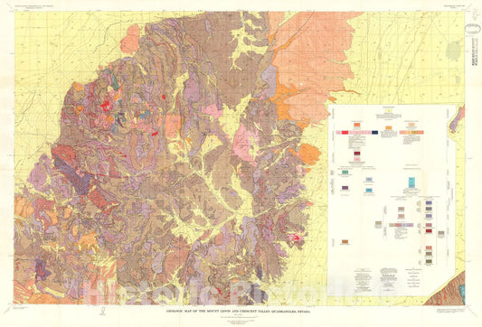 Map : Tectonic and igneous geology of the northern Shoshone Range, Nevada with sections on gravity in Crescent Valley and economic geology, 1965 Cartography Wall Art :