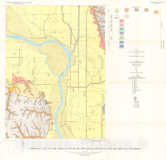 Map : Geology of the Omaha-Council Bluffs area, Nebraska-Iowa, 1964 Cartography Wall Art :