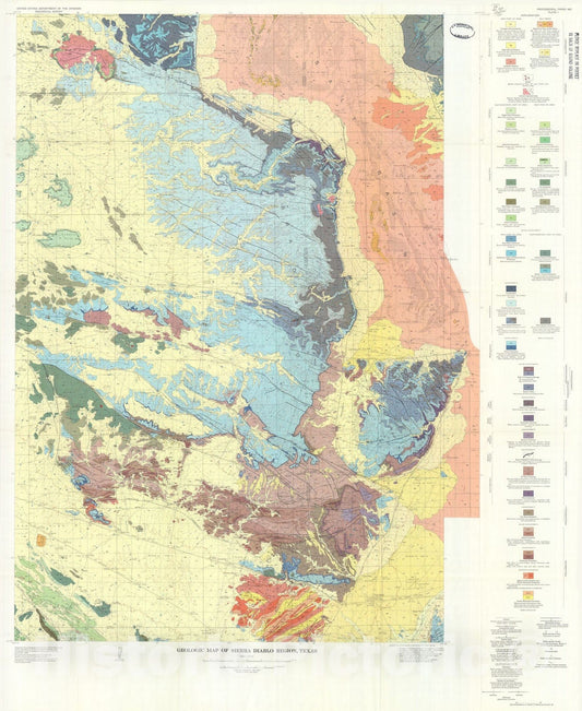 Map : Geology of the Sierra Diablo region, Texas with special determination studies of Permian fossils, 1965 Cartography Wall Art :