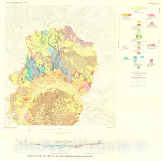 Map : Geology and structural control of ore deposition in the Creede district, San Juan Mountains, Colorado, 1965 Cartography Wall Art :
