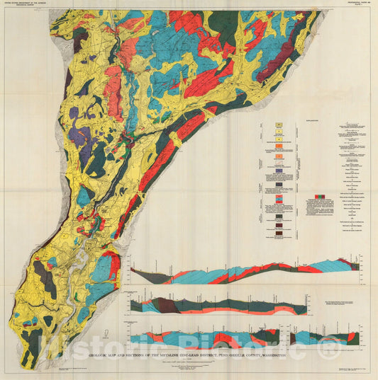 Map : Geology and ore deposits of the Metaline zinc-lead district, Pend Oreille County, Washington, 1965 Cartography Wall Art :