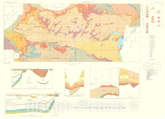 Map : Cenozoic geology of the Granite Mountains area, central Wyoming, 1970 Cartography Wall Art :