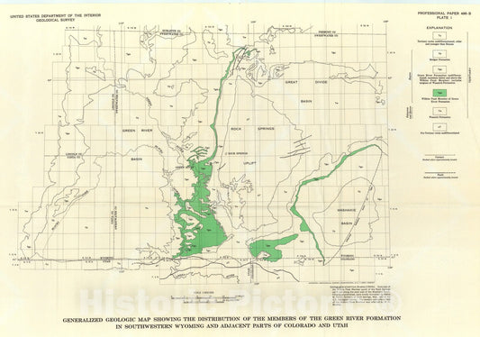 Map : Geochemistry and paleolimnology of the Trona deposits and associated authigenic minerals of the Green River Formation of Wyoming, 1969 Cartography Wall Art :