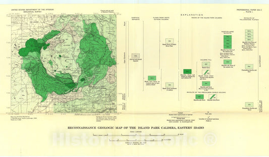 Map : Geology and petrogenesis of the Island Park caldera of rhyolite and basalt, eastern Idaho, 1965 Cartography Wall Art :