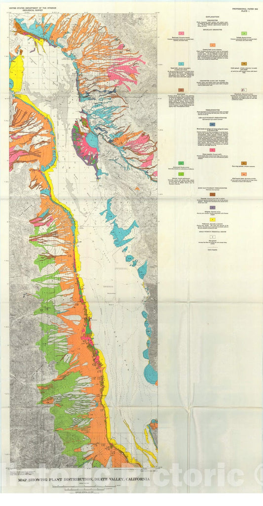 Map : Plant ecology of Death Valley, California with a section on distribution of fungi and algae, 1966 Cartography Wall Art :