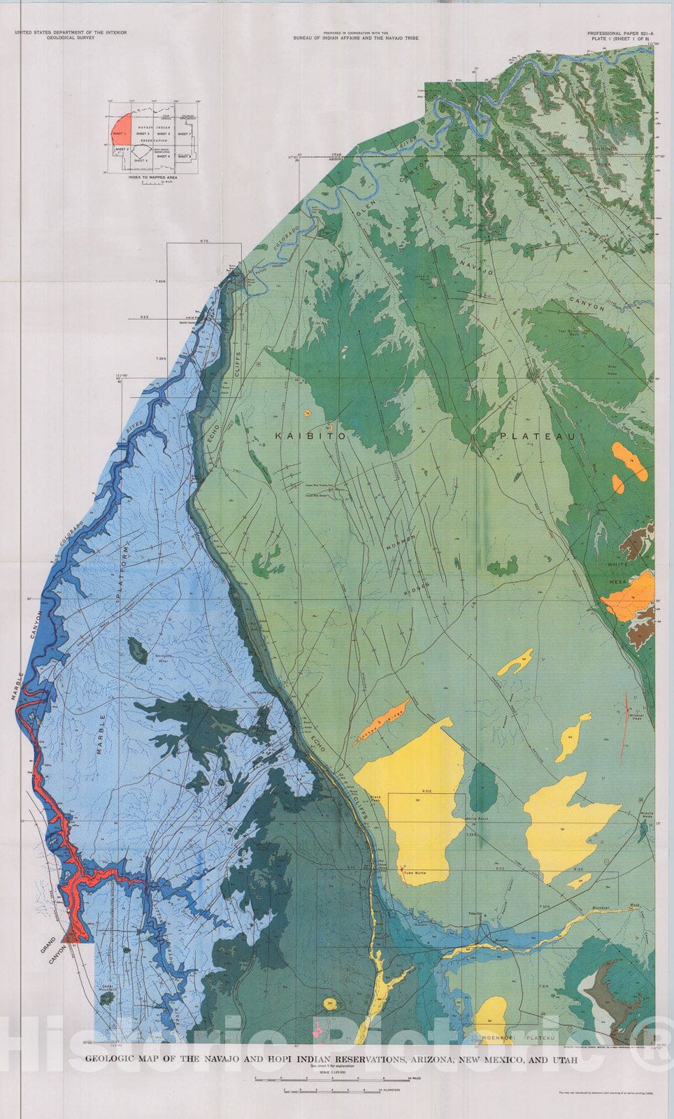 Map : Regional hydrogeology of the Navajo and Hopi Indian Reservations, Arizona, New Mexico, and Utah with a section on vegetation, 1969 Cartography Wall Art :