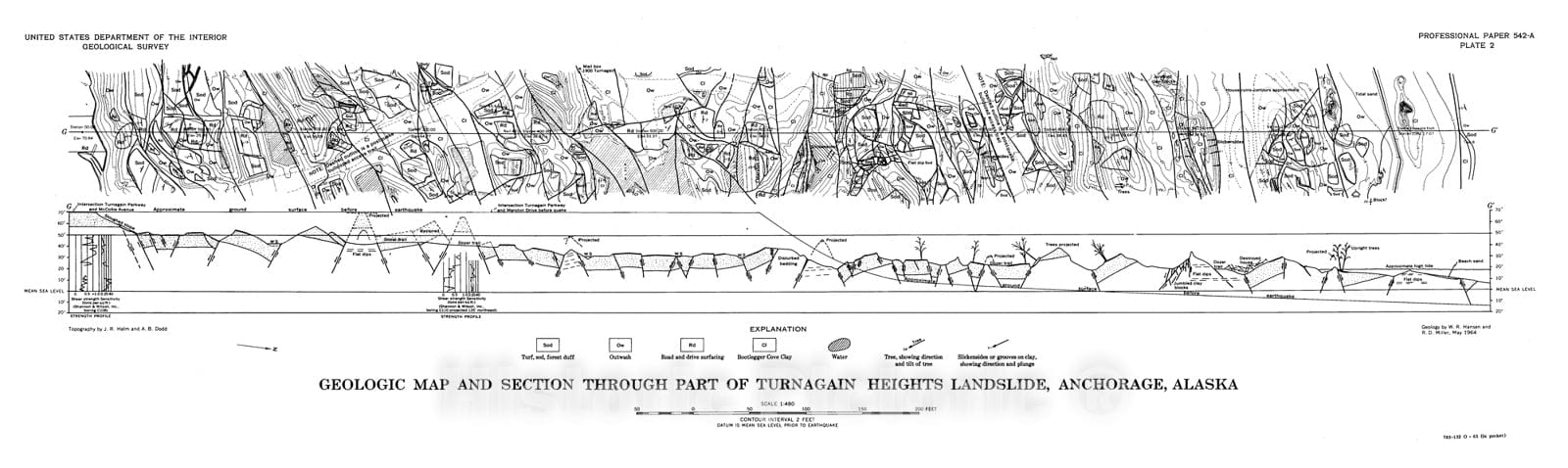 Map : The effects of the earthquake of March 27, 1964 at Anchorage, Alaska, 1965 Cartography Wall Art :
