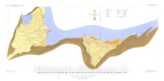 Map : The effects of the earthquake of March 27, 1964 at Whittier, Alaska, 1965 Cartography Wall Art :