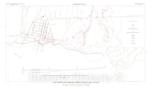 Map : The effects of the earthquake of March 27, 1964 at Valdez, Alaska, 1966 Cartography Wall Art :