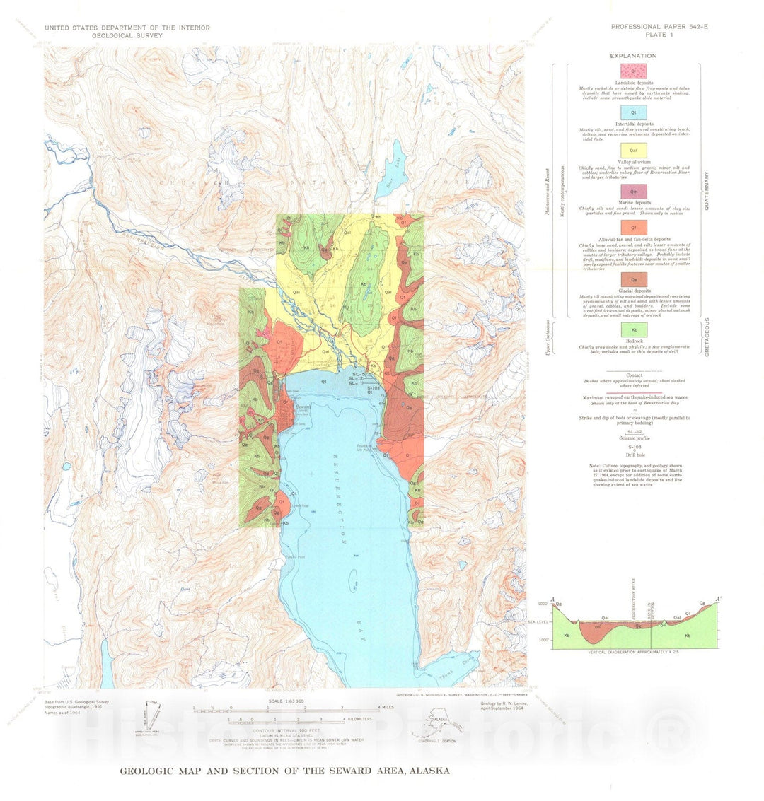 Map : The effects of the earthquake of March 27, 1964 at Seward, Alaska, 1967 Cartography Wall Art :