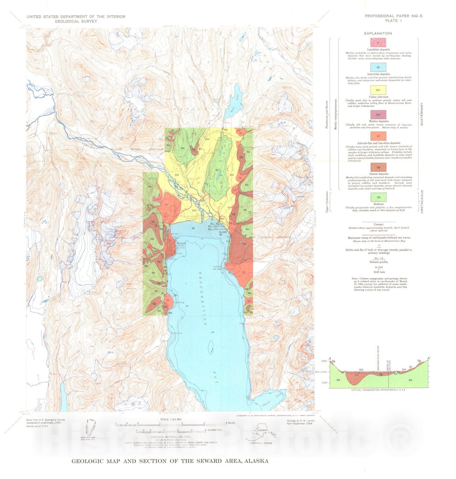Map : The effects of the earthquake of March 27, 1964 at Seward, Alaska, 1967 Cartography Wall Art :