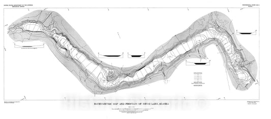 Map : Slide-induced waves, seiching and ground fracturing caused by the earthquake of March 27, 1964 at Kenai Lake, Alaska, 1966 Cartography Wall Art :