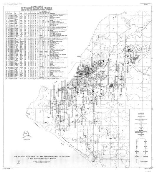 Map : Effects of the March, 1964 Alaska earthquake on the hydrology of the Anchorage area, 1966 Cartography Wall Art :