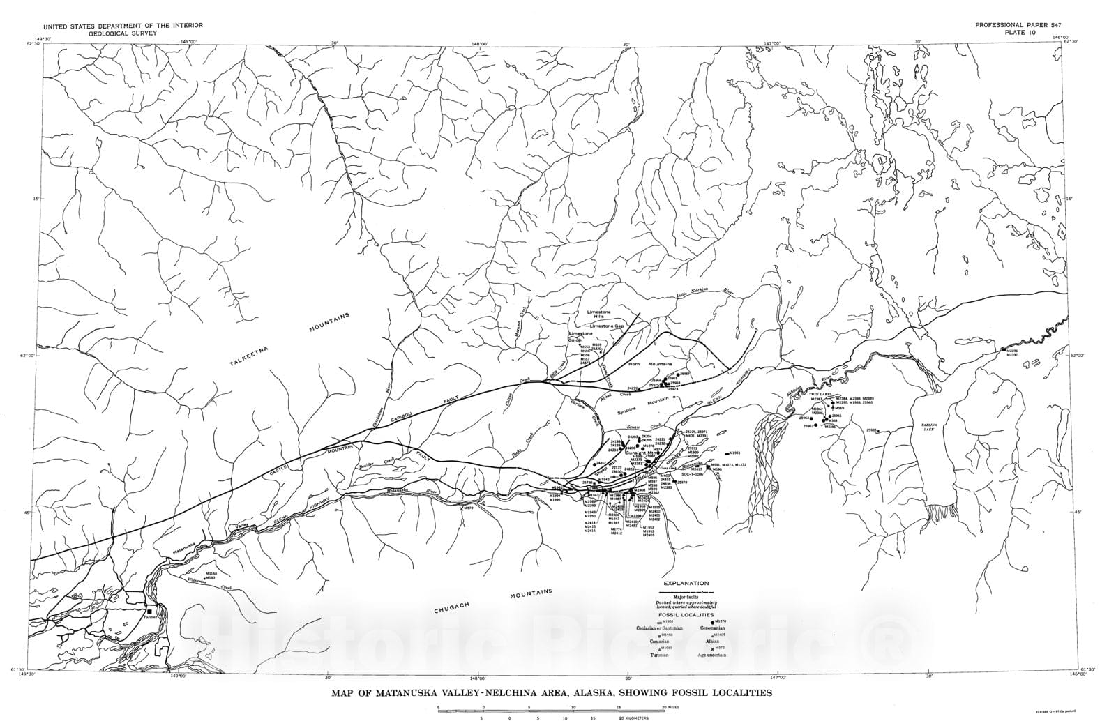 Map : Cretaceous ammonites from the lower part of the Matanuska Formation, southern Alaska, 1967 Cartography Wall Art :