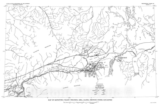 Map : Cretaceous ammonites from the lower part of the Matanuska Formation, southern Alaska, 1967 Cartography Wall Art :