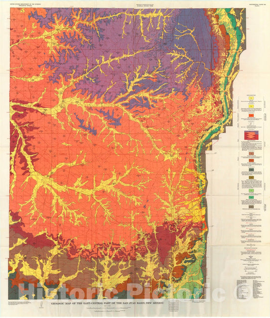 Map : Stratigraphy and regional tectonic implications of part of Upper Cretaceous and Tertiary rocks, east-central San Juan Basin, New Mexico, 1967 Cartography Wall Art :