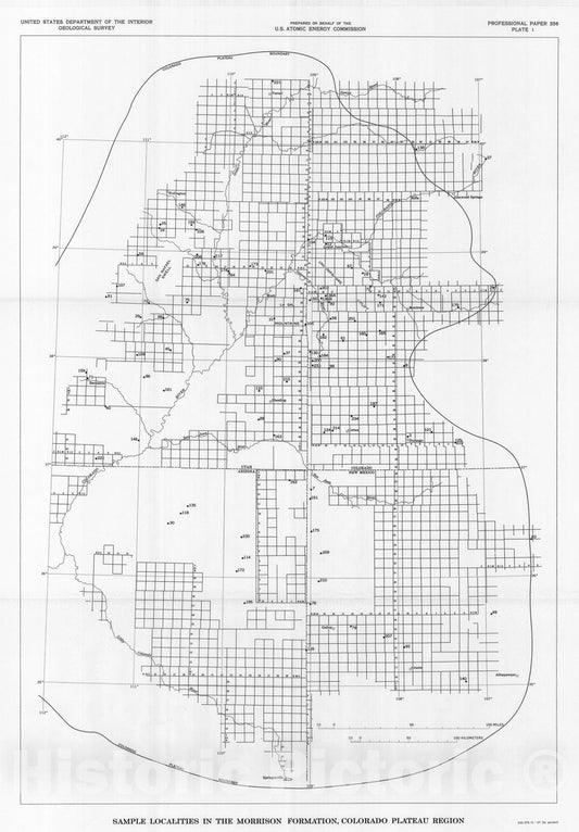 Map : Petrology of the Morrison Formation in the Colorado Plateau region, 1967 Cartography Wall Art :