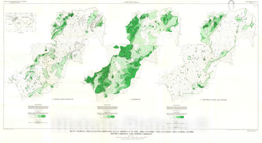 Map : Fluvial monazite deposits in the southeastern United States, with a section on mineral analysis, 1968 Cartography Wall Art :