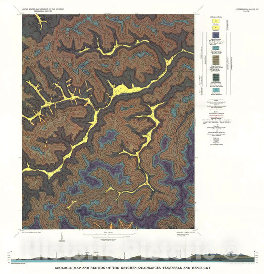 Map : Geology and coal resources of the Elk Valley area, Tennessee and Kentucky, 1968 Cartography Wall Art :