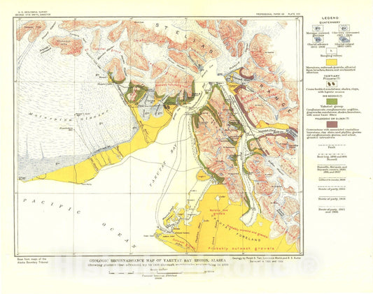 Map : The earthquakes at Yakutat Bay, Alaska in September, 1899, 1912 Cartography Wall Art :