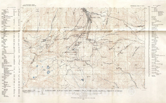 Map : Geology and ore deposits of the Park City district, Utah, 1912 Cartography Wall Art :