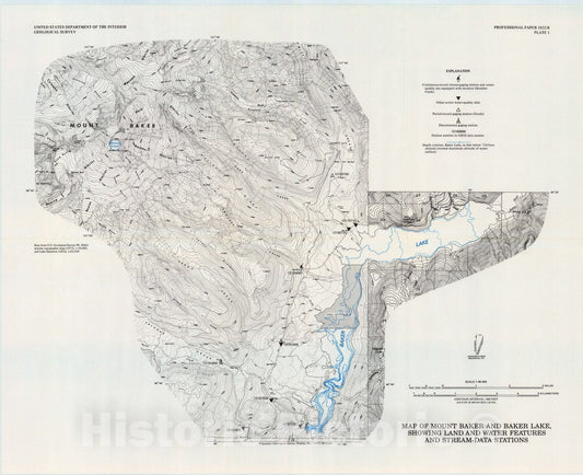 Map : Water-quality effects on Baker Lake of recent volcanic activity at Mount Baker, Washington, 1977 Cartography Wall Art :