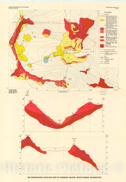 Map : Origin, distribution, and rapid removal of hydrothermally formed clay at Mount Baker, Washington, 1983 Cartography Wall Art :