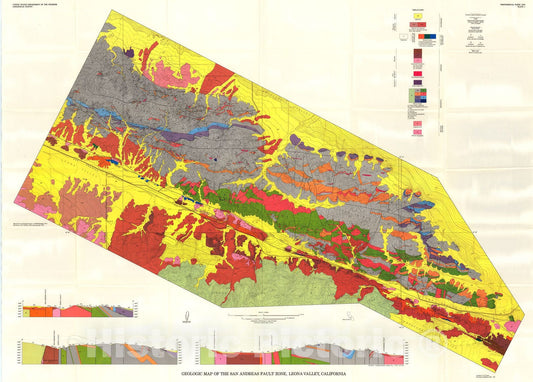 Map : Postcrystalline deformation of the Pelona Schist bordering Leona Valley, southern California, 1978 Cartography Wall Art :