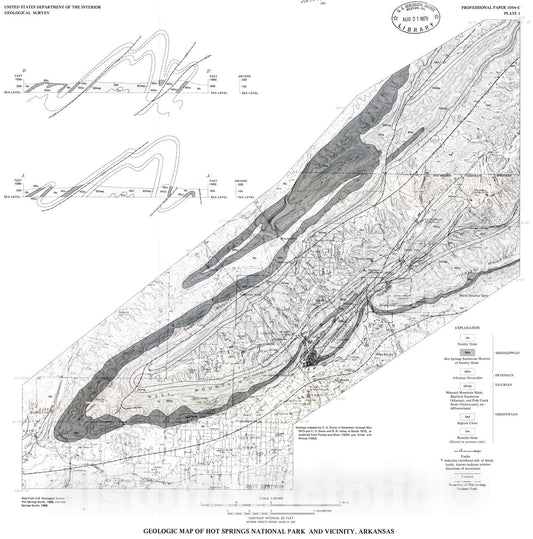 Map : The waters of Hot Springs National Park, Arkansas - their nature and origin, 1979 Cartography Wall Art :