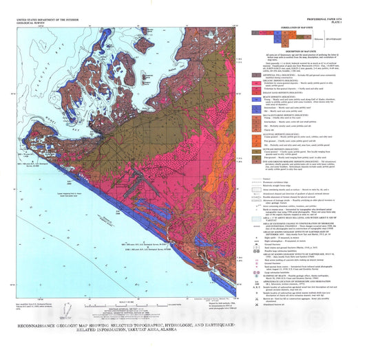 Map : Reconnaissance engineering geology of the Yakutat area, Alaska, with emphasis on evaluation of earthquake and other geology hazards, 1979 Cartography Wall Art :