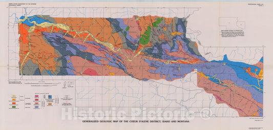 Map : Geochemical-exploration studies in the Coeur d'Alene district, Idaho and Montana, 1980 Cartography Wall Art :