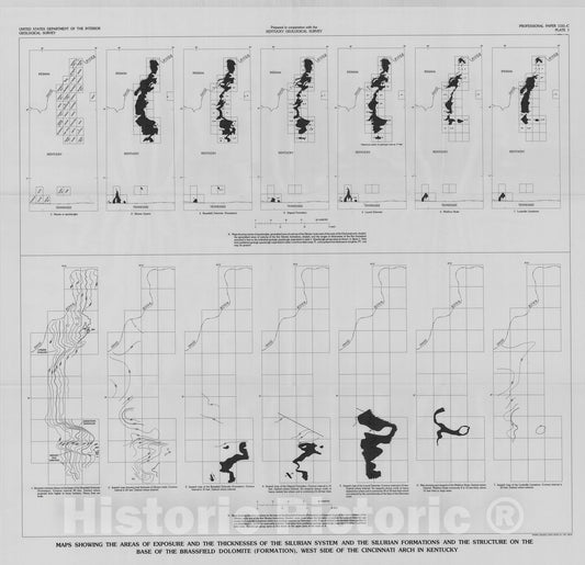 Map : Lithostratigraphy of the Silurian rocks exposed on the west side of the Cincinnati arch in Kentucky, 1981 Cartography Wall Art :