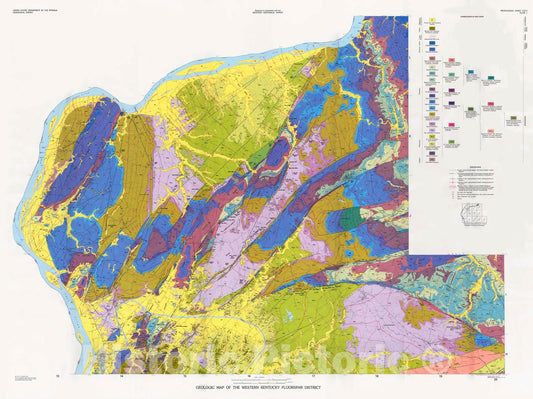 Map : Stratigraphy and structure of the western Kentucky fluorspar district, 1984 Cartography Wall Art :