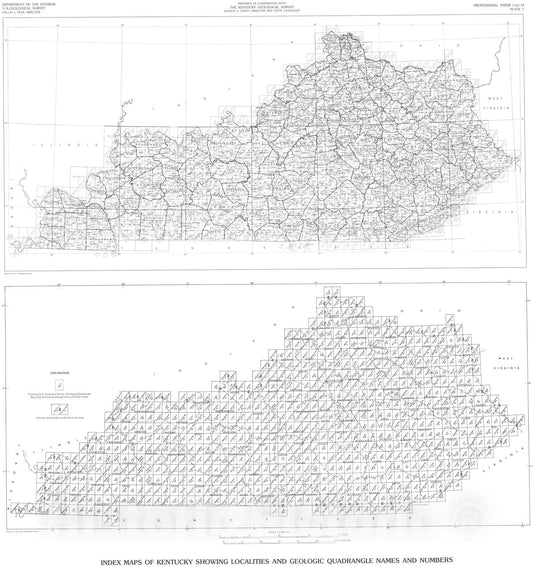 Map : The geology of Kentucky - a text to accompany the geologic map of Kentucky [text only], 1986 Cartography Wall Art :
