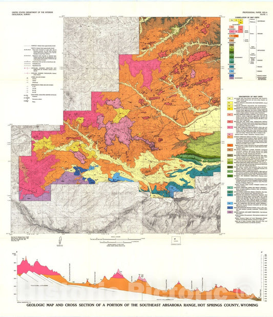 Map : Geology, paleontology, and correlation of Eocene volcaniclastic rocks, southeast Absaroka Range, Hot Springs County, Wyoming, 1982 Cartography Wall Art :