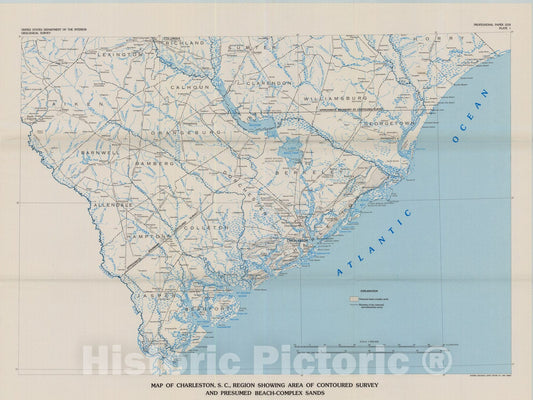 Map : Aeroradioactivity maps in heavy-mineral exploration - Charleston, South Carolina, area, 1982 Cartography Wall Art :