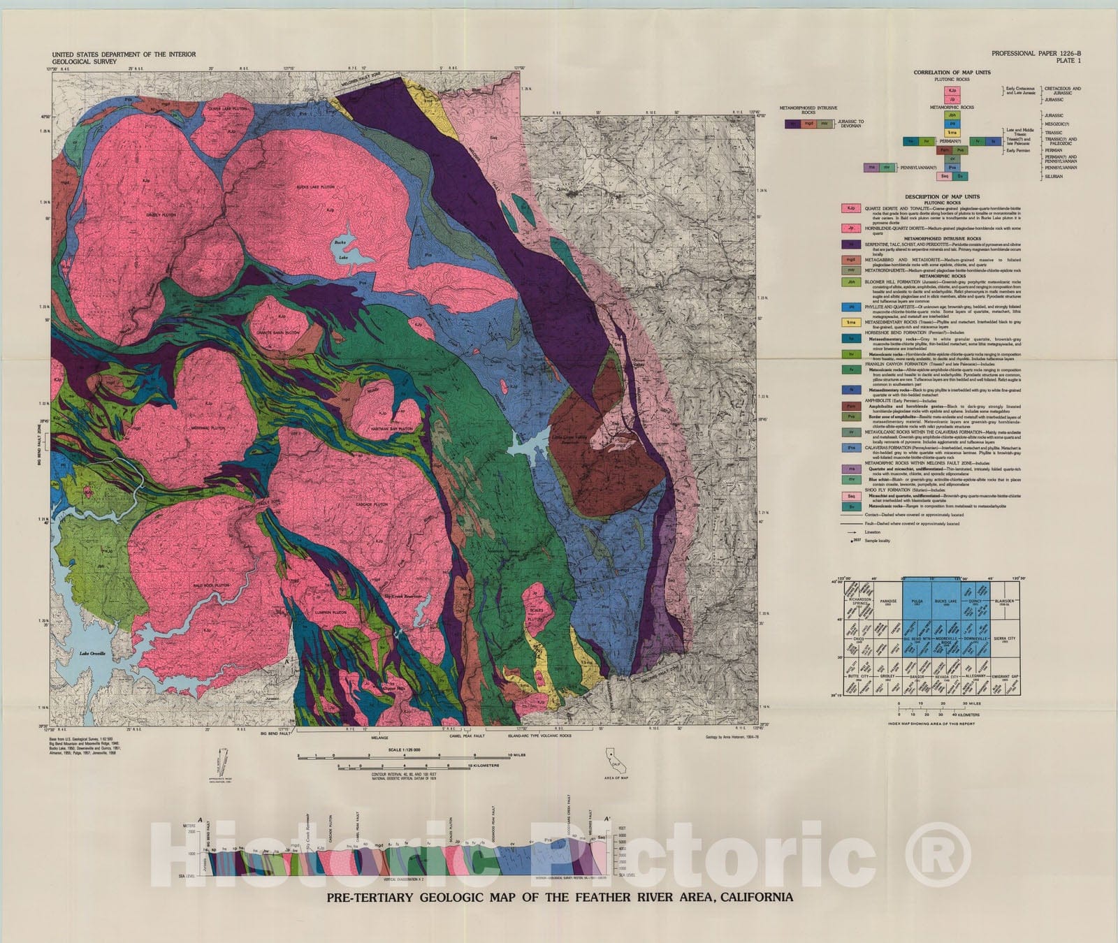 Map : The Feather River area as a part of the Sierra Nevada suture system in California, 1981 Cartography Wall Art :
