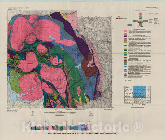 Map : The Feather River area as a part of the Sierra Nevada suture system in California, 1981 Cartography Wall Art :