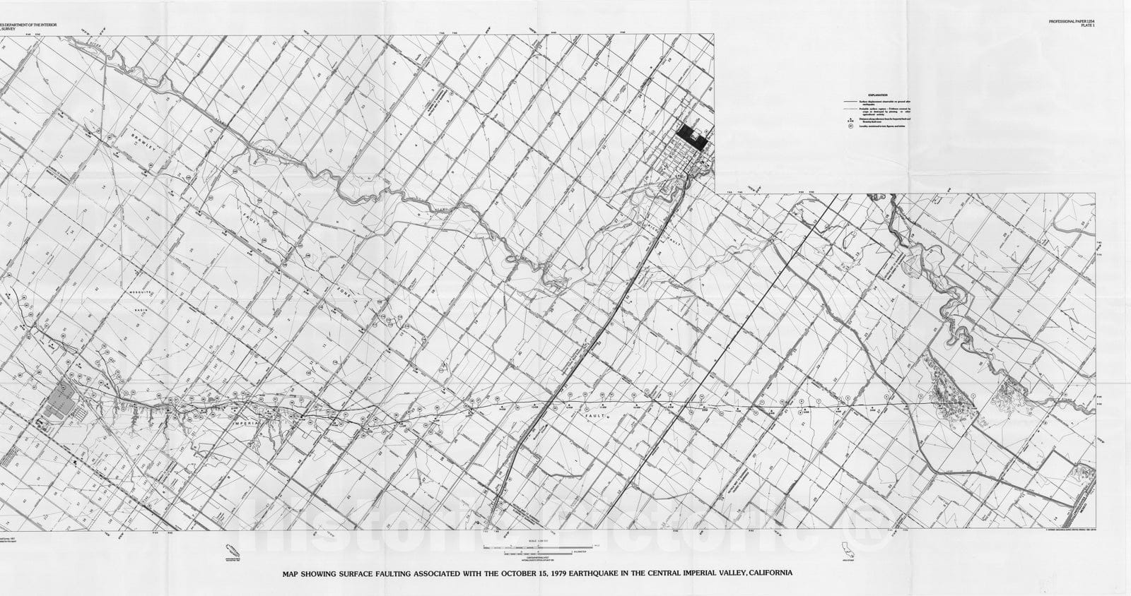 Map : The Imperial Valley, California, earthquake of October 15, 1979, 1982 Cartography Wall Art :