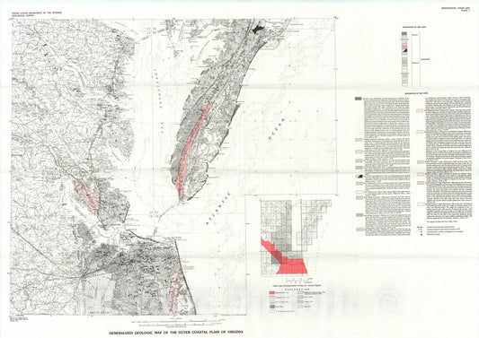 Map : Application of total count aeroradiometric maps to the exploration for heavy-mineral deposits in the coastal plain of Virginia, 1983 Cartography Wall Art :