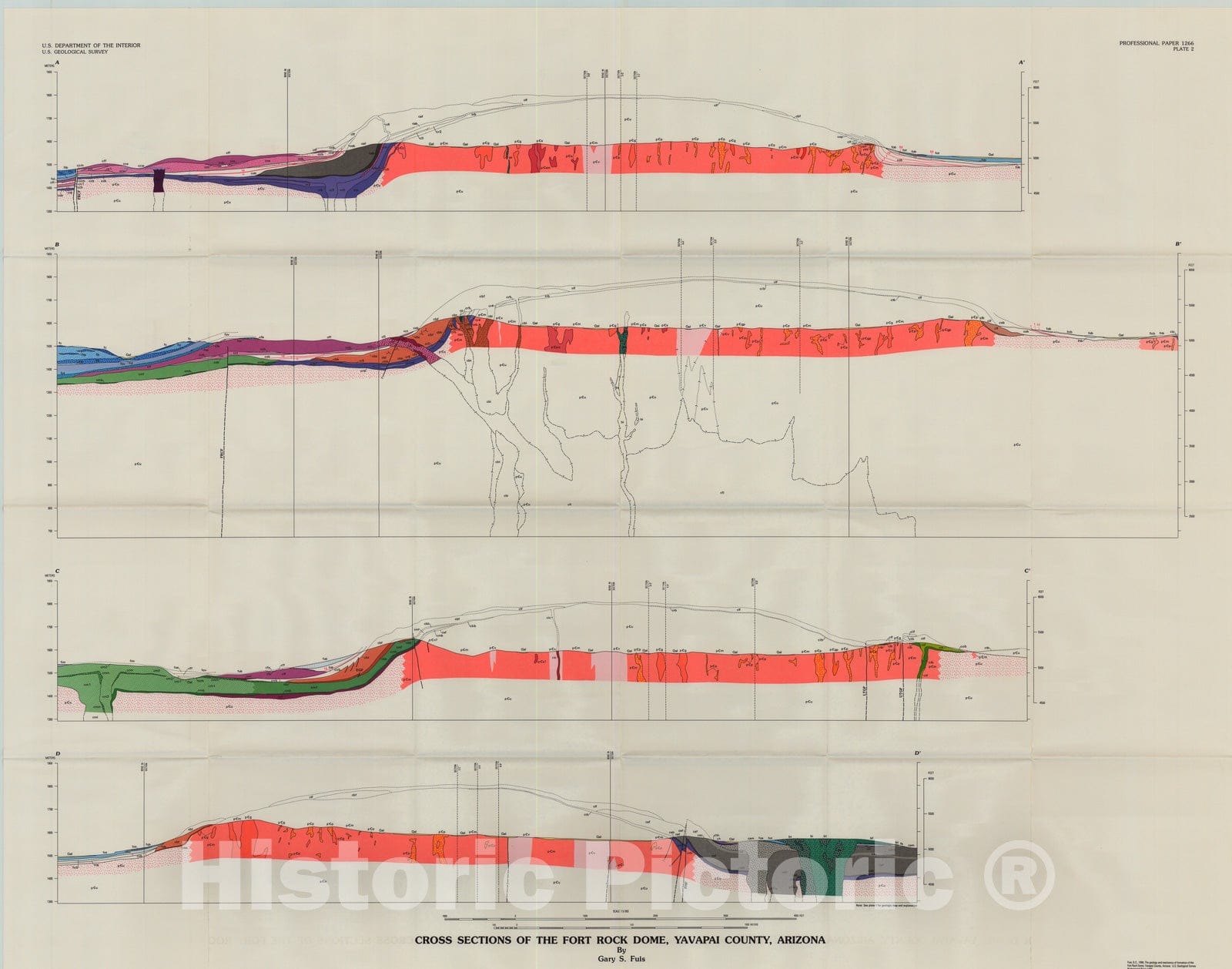 Map : The geology and mechanics of formation of the Fort Rock dome, Yavapai County, Arizona, 1996 Cartography Wall Art :