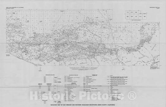 Map : Stratigraphy and sedimentology of the Eocene Tejon Formation, western Tehachapi and San Emigdio Mountains, California, 1987 Cartography Wall Art :