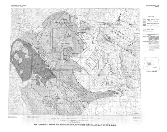 Map : The thrust belt in southwest Montana and east-central Idaho, 1984 Cartography Wall Art :