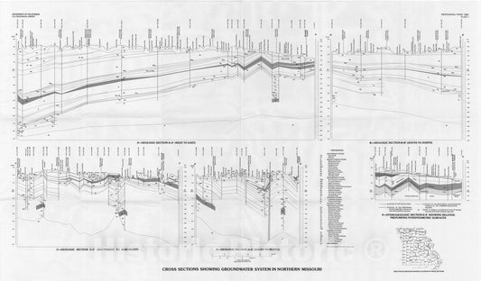 Map : The ground-water flow system in northern Missouri with emphasis on the Cambrian-Ordovician aquifer, 1985 Cartography Wall Art :
