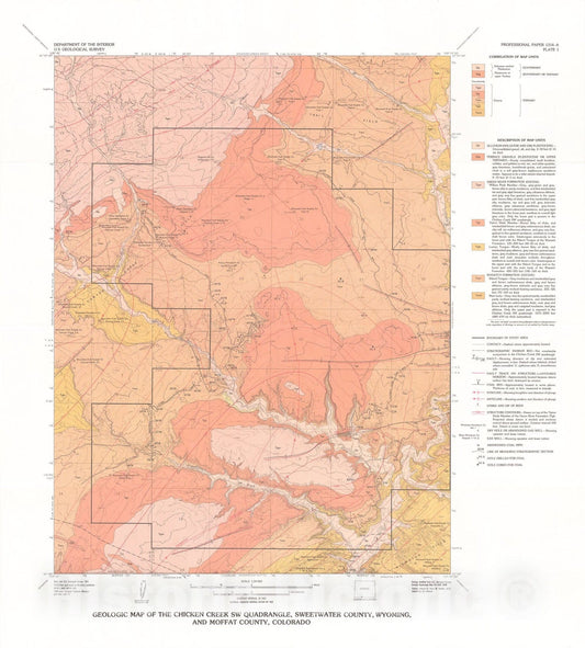 Map : Geological investigations of the Vermillion Creek coal bed in the Eocene Niland Tongue of the Wasatch Formation, Sweetwater County, Wyoming, 1987 Cartography Wall Art :