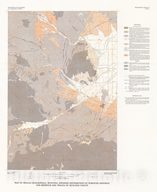Map : Geology, earthquake hazards, and land use in the Helena area, Montana - a review, 1986 Cartography Wall Art :
