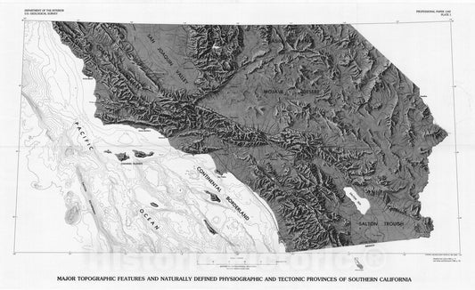 Map : The evolution of the southern California uplift, 1955 through 1976, 1984 Cartography Wall Art :