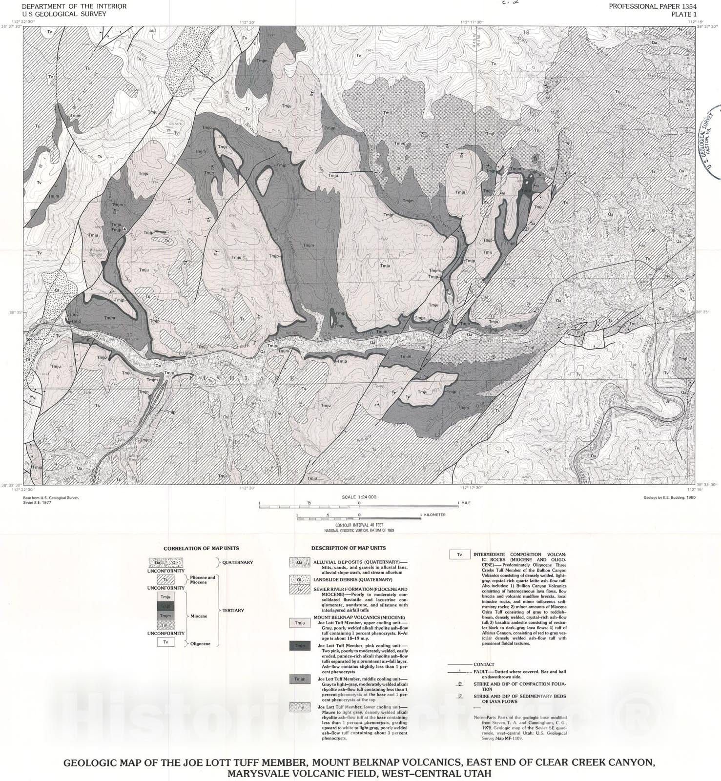 Map : Petrology and chemistry of the Joe Lott Tuff Member of the Mount Belknap volcanics, Marysvale volcanic field, west-central Utah, 1987 Cartography Wall Art :