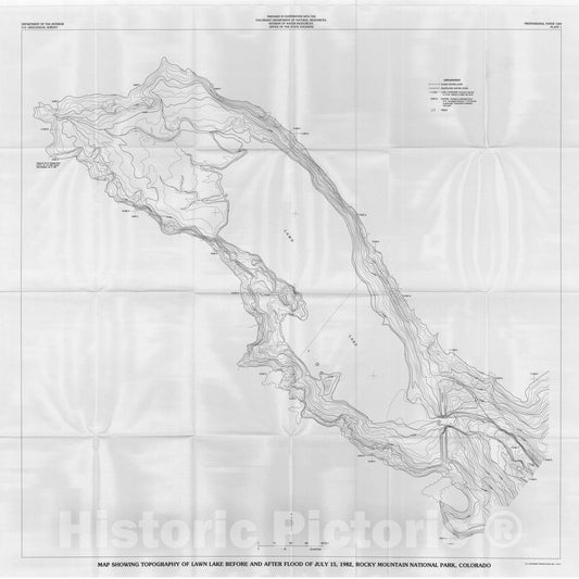 Map : Hydrology, geomorphology, and dam-break modeling of the July 15, 1982, Lawn Lake Dam and Cascade Lake Dam failures, Larimer County, Colorado, 1986 Cartography Wall Art :